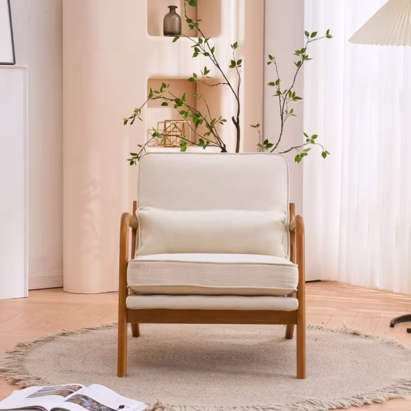 Upholstered Linen Arm Chair - Image 3