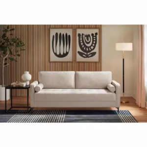 Mid-Century Modern Sofa with Throw Pillows